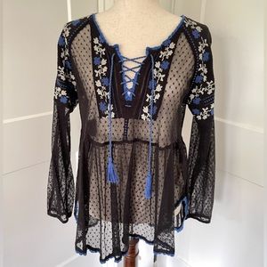 Free People Roses are Red Peasant Top